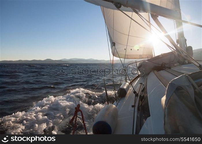 Sailing yacht on the race in blue sea&#xA;