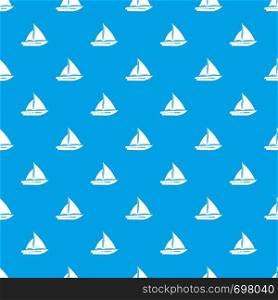 Sailing yacht pattern repeat seamless in blue color for any design. Vector geometric illustration. Sailing yacht pattern seamless blue