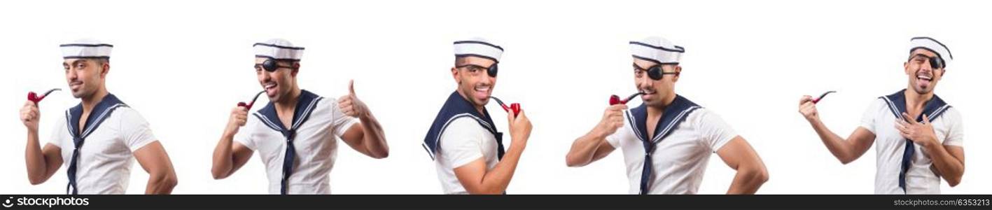 Sailor with smoking pipe isolated