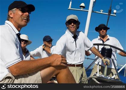 Sailors on Deck During Yacht Race