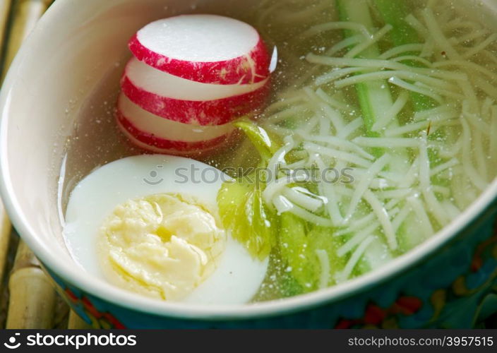 Saimin - noodle soup dish developed in China.