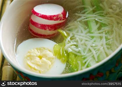 Saimin - noodle soup dish developed in China.
