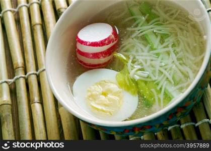 Saimin - noodle soup dish developed in China.