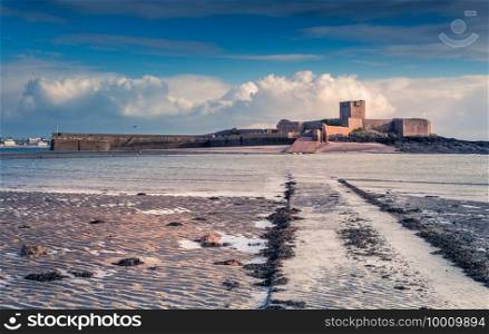 Saint Aubin Fort in a low tide, bailiwick of Jersey, Channel Islands