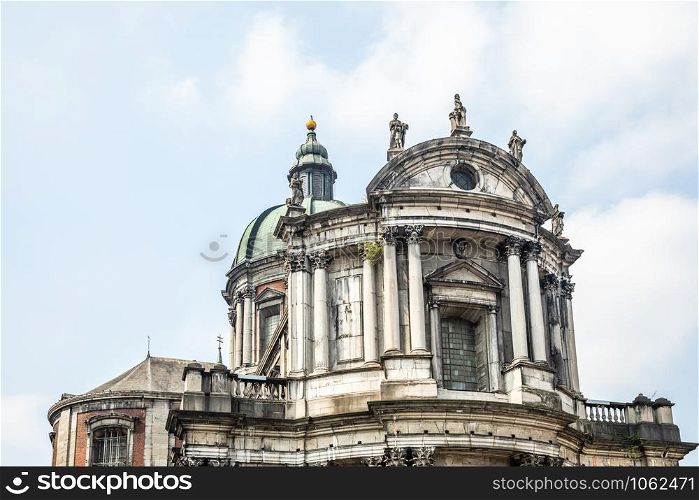 Saint Aubin&rsquo;s catherdral facade in the historic center of Namur, Wallonia, Belgium