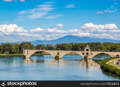 Saint Benezet bridge in Avignon in a beautiful summer day, France