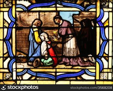 Saint Charles Borromeo, stained glass window from Saint Germain-l?Auxerrois church, Paris