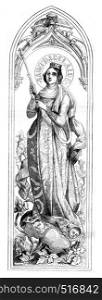 Saint Ferdinand of Castile and Saint Adelaide of Hungary, vintage engraved illustration. Magasin Pittoresque 1867.