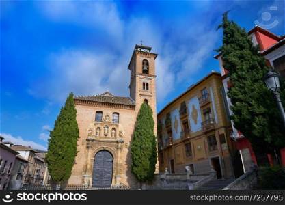 Saint Gil and Ana church in Granada at Darro of Albaicin district of Andalusia Spain