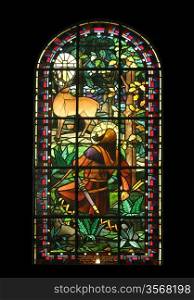 Saint Hubertus, stained glass, Notre Dame de Clignancourt church, Paris, France