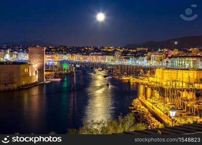 Saint Jean Castle and Cathedral de la Major and the Vieux port in Marseille, France