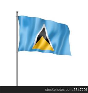 Saint Lucia flag, three dimensional render, isolated on white. Saint Lucia flag isolated on white