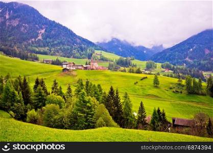 Saint Magdalena in Val Funes landscape view, Dolomiti Alps of South Tyrol (Trentino Alto Adige), Italy