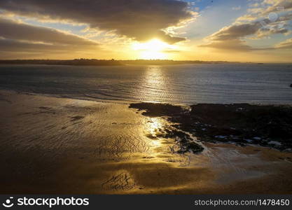 Saint-Malo seascape at sunset in brittany, France. Saint-Malo natural seascape at sunset, brittany, France