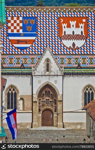 Saint Mark church facade vertical view in Zagreb, Capital of Croatia