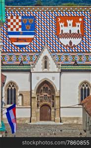 Saint Mark church facade vertical view in Zagreb, Capital of Croatia