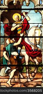 Saint Martin, stained glass window from Saint Severin church, Paris
