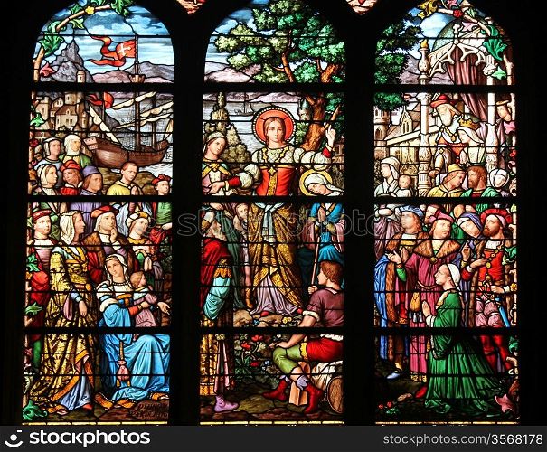 Saint Mary Magdalene, stained glass, Saint Severin church, Paris, France
