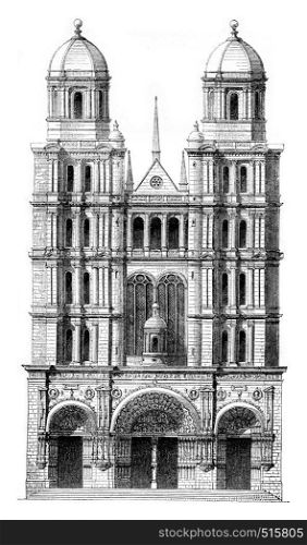 Saint-michel Church in Dijon, vintage engraved illustration. Magasin Pittoresque 1844.