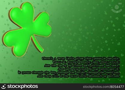 Saint Patrick's Day Card with green clover leaf and Irish blessing