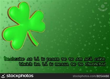 Saint Patrick's Day Card with green clover leaf and Irish blessing