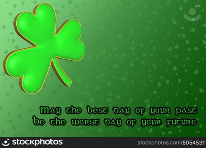 Saint Patrick's Day Card with green clover leaf and Irish blessing