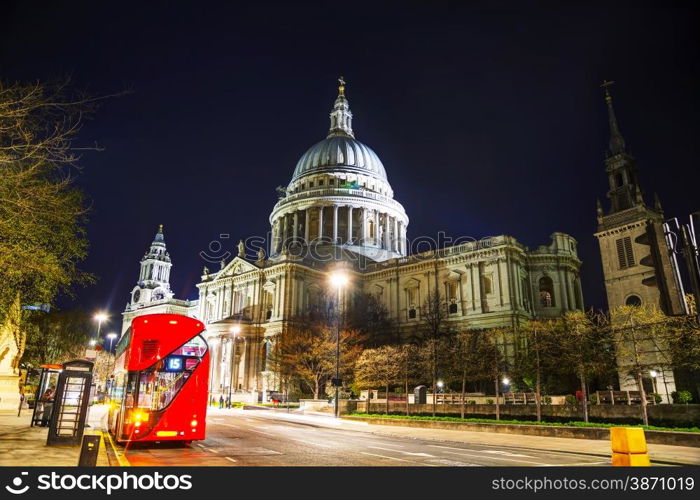 Saint Pauls cathedral in London, United Kingdom in the evening