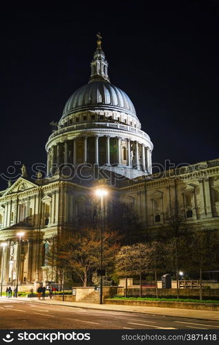 Saint Pauls cathedral in London, United Kingdom in the evening