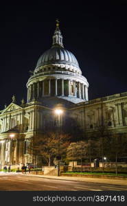 Saint Pauls cathedral in London, United Kingdom in the evening