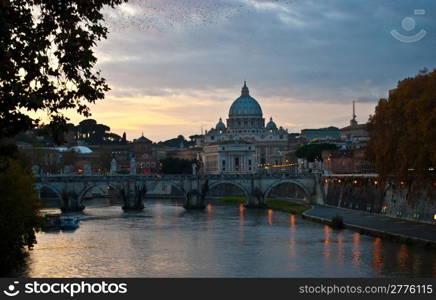 Saint Peter. basilica of Saint Peter in the evening light