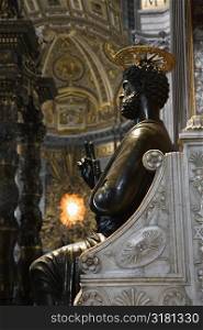 Saint Peter Enthroned statue in Saint Peter&acute;s Basilica, Rome, Italy.