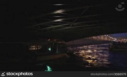 Saint Petersburg at white nights. Sail under the bridges across the Moika river.