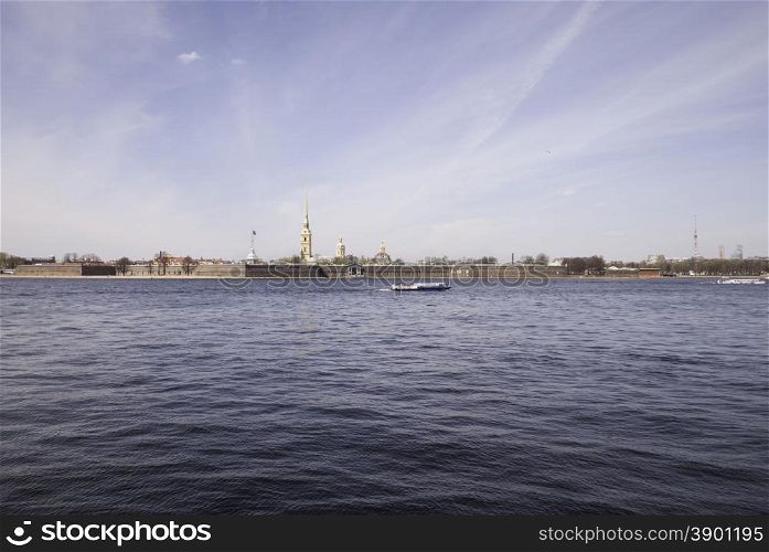 SAINT-PETERSBURG, RUSSIA - May 08, view of the Peter and Paul fortress to the waterfront, May 08, 2015, St. Petersburg, Russia.