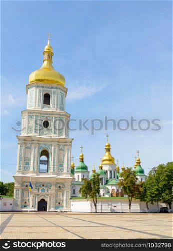 Saint Sophia Church in Kiev with a high tower bell, Ukraine