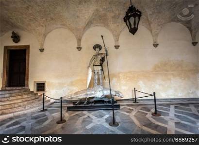 Saint Theodore Sculpture in the Backyard of Doge?s Palace (Palazzo Ducale) in Venice, Italy