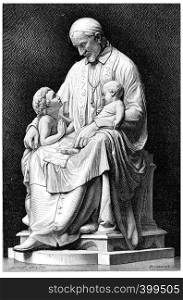 Saint Vincent de Paul, vintage engraved illustration.