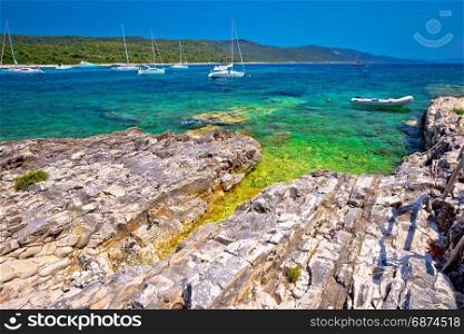 Sakarun beach yachting bay view, Dugi Otok island, Dalmatia, Croatia