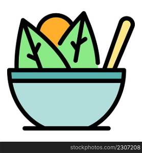 Salad bowl icon. Outline salad bowl vector icon color flat isolated. Salad bowl icon color outline vector