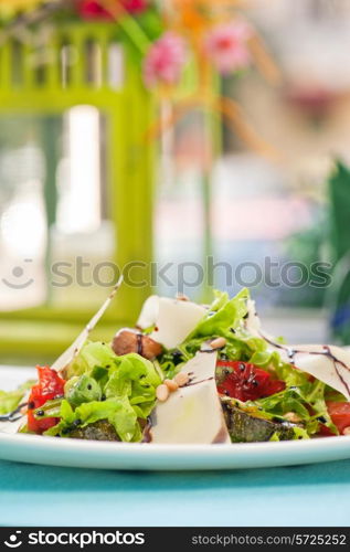 salad from grilled vegetables closeup