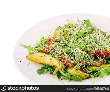 salad from grilled vegetables - zucchini, green beans, onion and pepper