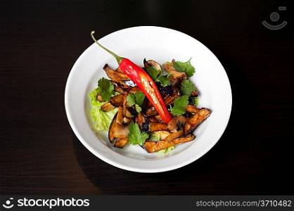 Salad from roasted eggplants