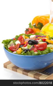 salad in bowl isolated on white background