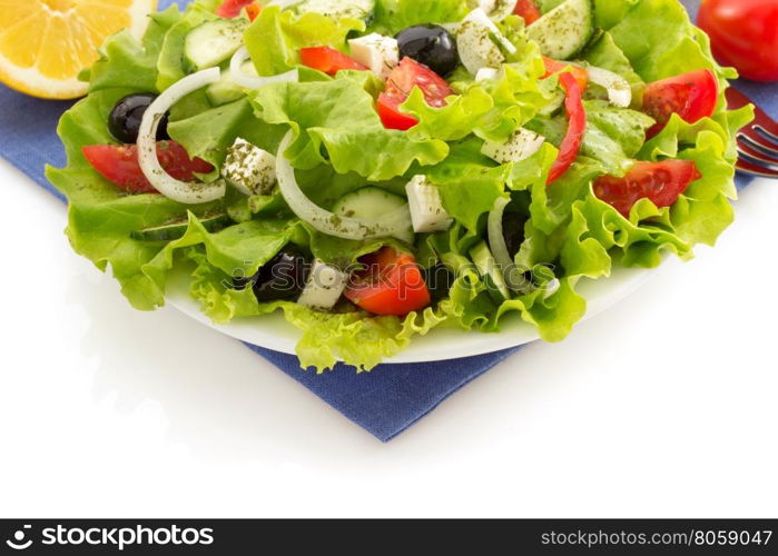 salad in plate isolated on white background