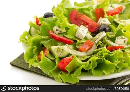 salad in plate isolated on white background