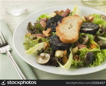 Salad Maison - Boudin Noir Bacon and Mushrooms