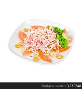 salad of crab meat closeup