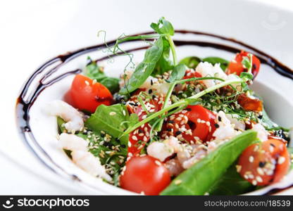 salad of vegetables and meat on dish