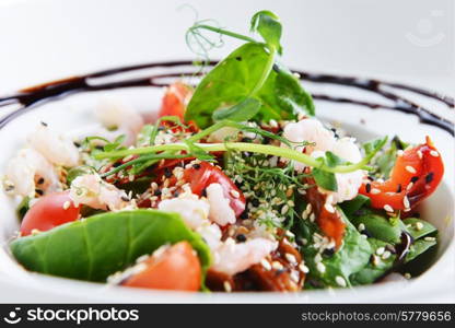 salad of vegetables and meat on dish