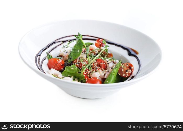 salad of vegetables and meat on dish