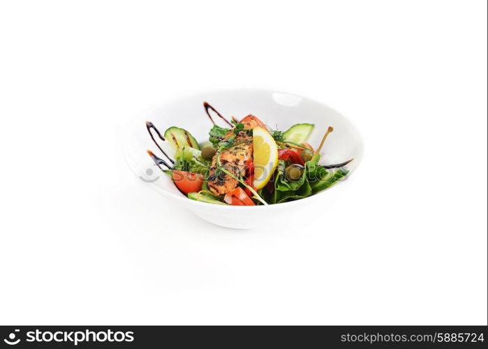 salad of vegetables and meat on dish